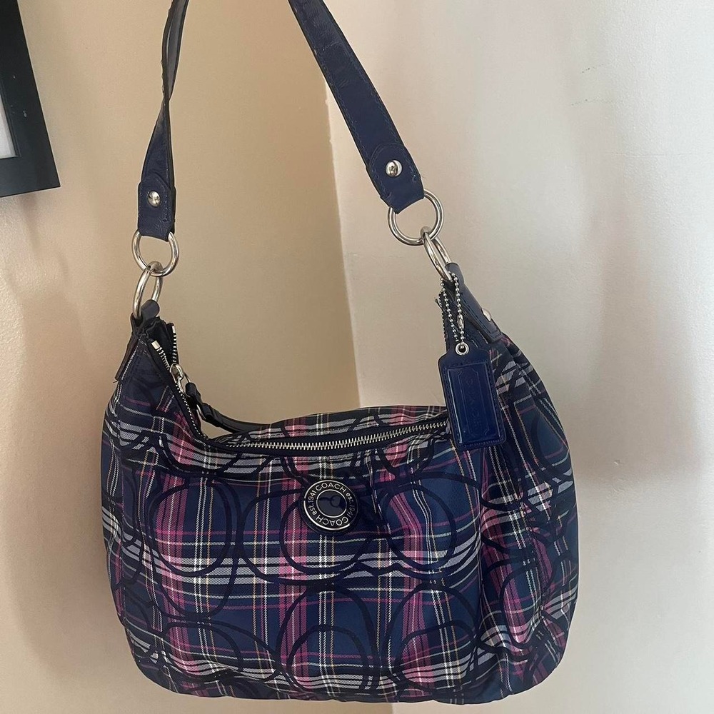 Y2K 2000s Coach Barry Tartan Plaid Hobo shoulder bag / handbag